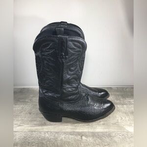 Vintage Mens Durango Black Deertan Leather Cowboy Western R Toe Boots Size 10.5